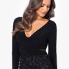 Women's Long Sleeve V-Neck Floral Skirted Gown