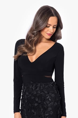 Women's Long Sleeve V-Neck Floral Skirted Gown