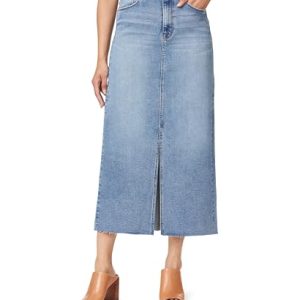 Jeans for Women High Rise Frayed Hem Front Slit Maxi Jean Skirt 36-Inch, Sizes 0-12