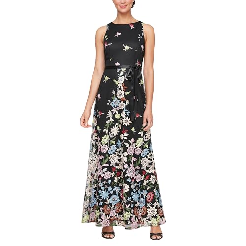 Women's Long Sleeveless Embroidered A-line Dress