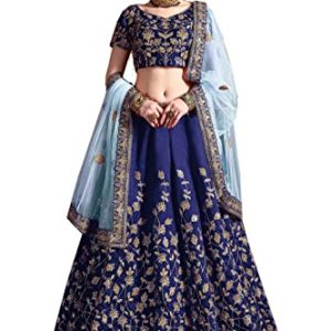 indian ready to wear silk flared bridal lehenga choli for women with stitched blouse and dupatta (8079-U)