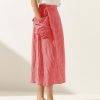 Plaid Skirts for Women Elastic Waist Midi Skirt with Pockets Vintage Flowy Gingham Long Skirt