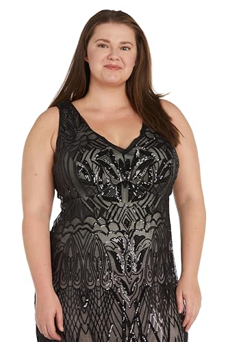 Long Beaded Dress W/Contrast Lining, V-Neckline & Godet Skirt