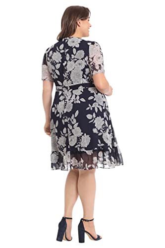 Women's Faux Wrap Dress with Ruffle Skirt Occasion Shower Office Career