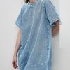 Denim Dress for Women Summer Casual Short Sleeve Chambray Mini Jean Dresses with Pockets