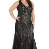 Long Beaded Dress W/Contrast Lining, V-Neckline & Godet Skirt
