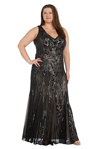 Long Beaded Dress W/Contrast Lining, V-Neckline & Godet Skirt