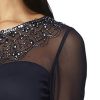 Women's Long A-line Mother of The Bride Dress with Illusion Neck and Sleeves (Petite and Regular Sizes)