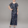 Women's Long Blouson Dress with Flutter Sleeves