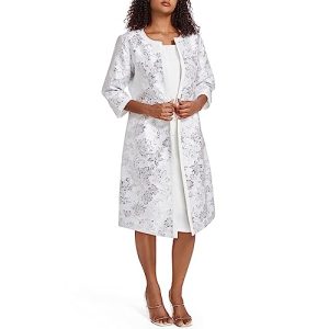 Women's Two Piece Dress Church Suits Mother Gift Special Occasion Wedding Party Jacquard Embroidery Long Jacket Church Set