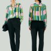 Women's 100% Pure Silk Blouse Long Sleeve Button Down Shirt Spring Summer Elegant Floral Striped Tops Women Smooth Blouses