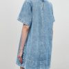 Denim Dress for Women Summer Casual Short Sleeve Chambray Mini Jean Dresses with Pockets