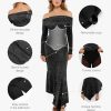Sparkly Dresses for Women Long Sleeve Off The Shoulder Cocktail Dresses Bodycon Shapewear Mermaid Dress