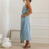 Women's Sexy Strap Maxi Denim Dress Summer Sleeveless Halter Bodycon Maxi Dresses