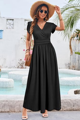 Maternity Maxi Dress Wrap V Neck Baby Shower Pregnancy Dresses for Photoshoot
