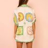 Women's Summer Casual 2 Piece Outfit,Printed Short Sleeve Shirt & Shorts Lounge Set with Elastic Waist and Pocket