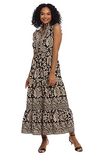 Women's Smocked Waist Boho Flattering Ruffle Maxi