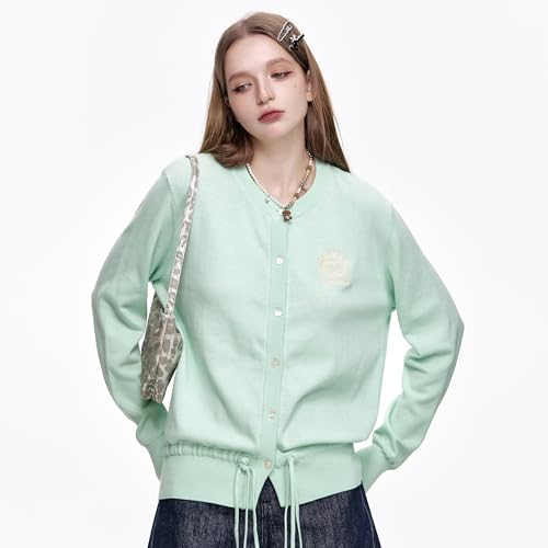 41FAE1zm2L.jpg Womens Button-Down Cardigans Knit Stretchy Sweaters Drawstring Lightweight