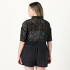 Women's LUE Lace Button Down Cropped Shirt