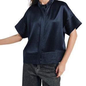 Women's Button Down Shirts Short Sleeve Cropped Dressy Casual Shirts Tops Loose Business Work Blouses