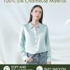 Silk Blouses for Women Long Sleeve Women??s 100% Pure Silk Blouses Elegant Button Down Shirt Smooth Tops Cool Shirts