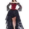 Women's Steampunk Victorian Off Shoulder Corset Top With High Low Skirt