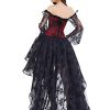 Women's Steampunk Victorian Off Shoulder Corset Top With High Low Skirt