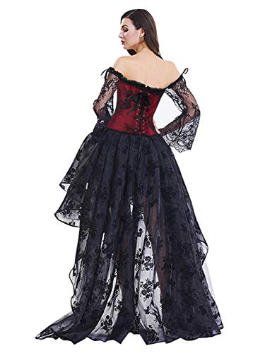 Women's Steampunk Victorian Off Shoulder Corset Top With High Low Skirt