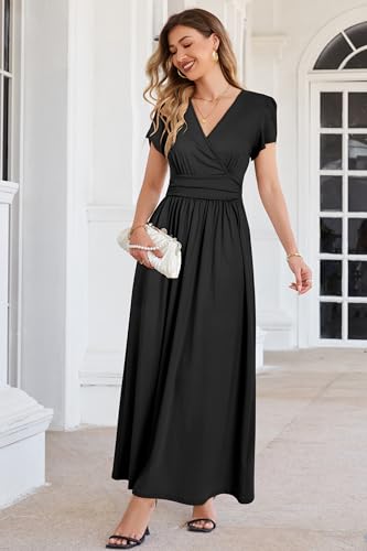 Maternity Maxi Dress Wrap V Neck Baby Shower Pregnancy Dresses for Photoshoot