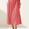 Plaid Skirts for Women Elastic Waist Midi Skirt with Pockets Vintage Flowy Gingham Long Skirt