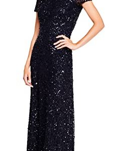 Women's Short-Sleeve All Over Sequin Gown