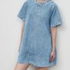 Denim Dress for Women Summer Casual Short Sleeve Chambray Mini Jean Dresses with Pockets