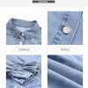 Womens Smocked 3 4 Sleeve Button Down Denim Jeans Dresses