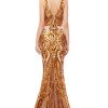 Women's V-Neck Sequins Sleeveless Lace-up Mermaid Evening Dress