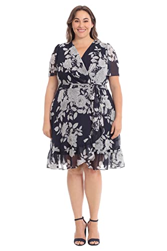 Women's Faux Wrap Dress with Ruffle Skirt Occasion Shower Office Career