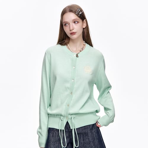 41Sgj9v3fL.jpg Womens Button-Down Cardigans Knit Stretchy Sweaters Drawstring Lightweight