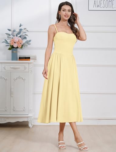 Women??s Corset Dress Sexy Thigh Spaghetti Strap Bustier Cocktail Dress Low Cut Boho Formal Dresses with Pockets