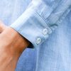 Women's Tunic Mini Shirt Dress Cotton Long Sleeve Ruffle Hem Dress Button Up Shift Chambray Dresses