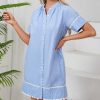 Women's Short Sleeve Summer Shirt Dress Button Down Belted Tunic Mini Dresses RIC Rac Trim Sundress with Pockets
