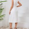 Women's Button Down Shirt Dress Sleeveless Collared A-line Maxi Dress with Belt