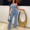 Women Trendy Asymmetric One Piece Bodycon Denim Romper Sexy Slim Jean Jumpsuit Oversize Fascinating Stretch Pants