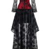 Women's Steampunk Victorian Off Shoulder Corset Top With High Low Skirt
