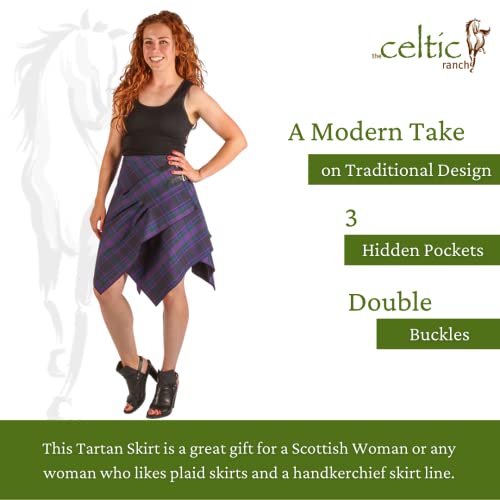 Tartan Skirt, Women's Plaid Skirt with Pockets, Ladies' Scottish Skirts