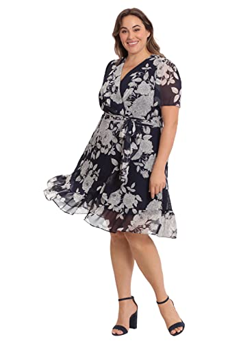 Women's Faux Wrap Dress with Ruffle Skirt Occasion Shower Office Career