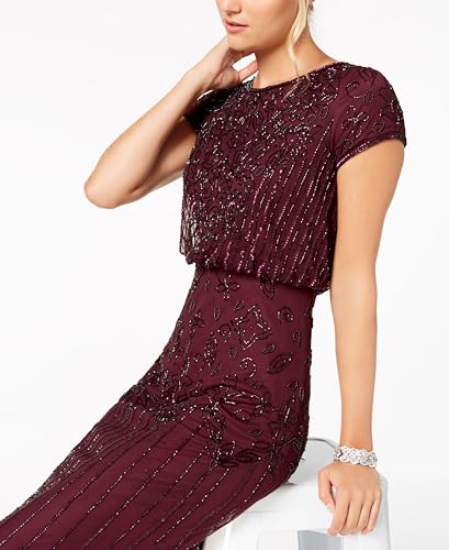 Women's Short Sleeve Beaded Gown