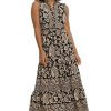 Women's Smocked Waist Boho Flattering Ruffle Maxi