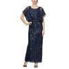 Women's Long Blouson Dress with Flutter Sleeves