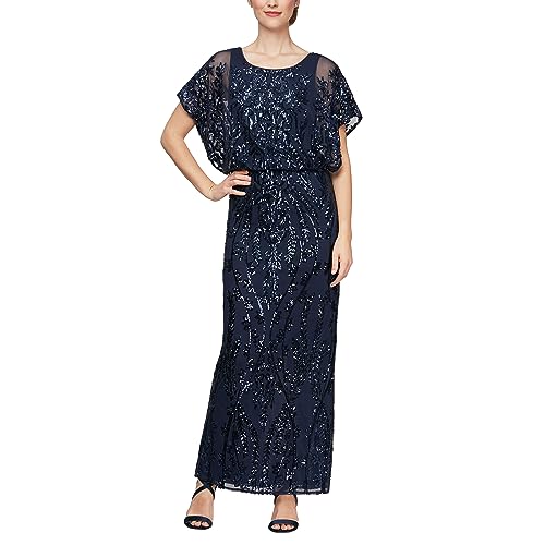 Women's Long Blouson Dress with Flutter Sleeves