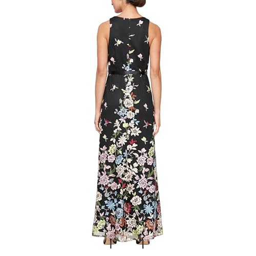 Women's Long Sleeveless Embroidered A-line Dress