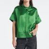 Women's Button Down Shirts Short Sleeve Cropped Dressy Casual Shirts Tops Loose Business Work Blouses